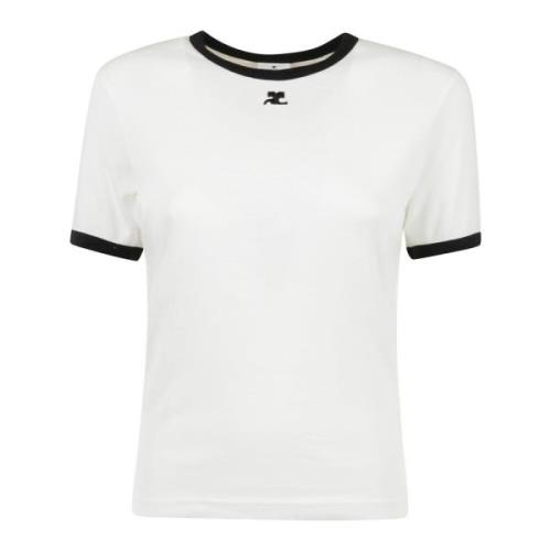 Contrast T-shirt Courrèges , White , Dames