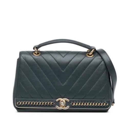 Pre-owned Leather chanel-bags Chanel Vintage , Blue , Dames