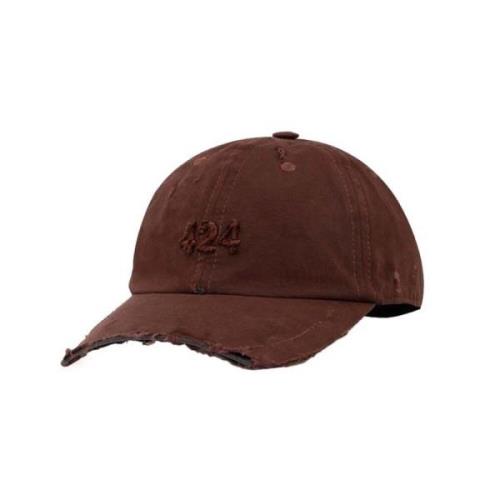 Bruine Baseballpet met Gebogen Klep 424 , Brown , Unisex