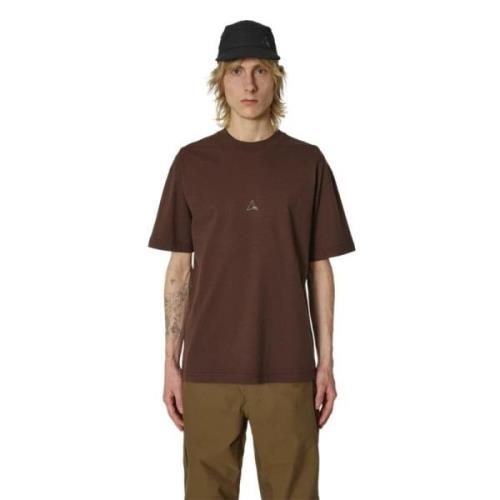 Contrasterend Logo Zwart Katoenen T-shirt ROA , Brown , Heren