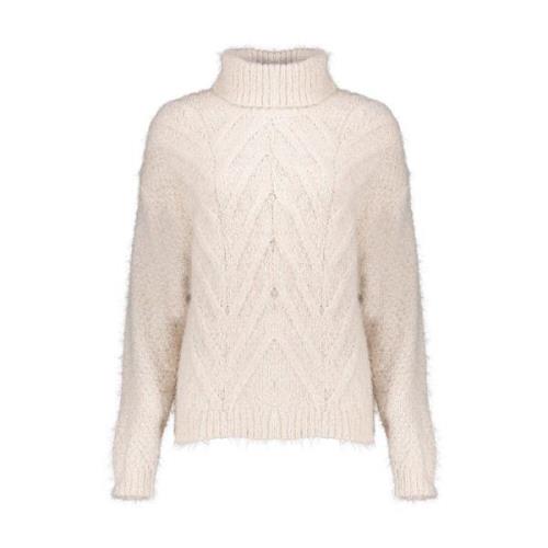 Kabelrol hals Pullover Sweater Geisha , Beige , Dames