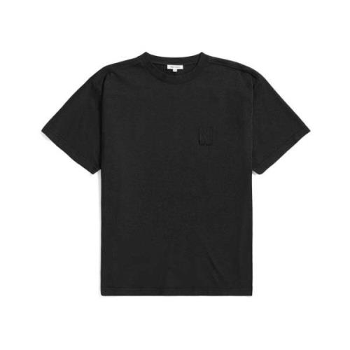 Geborduurd Patch T-shirt Zwart Norse Projects , Black , Heren