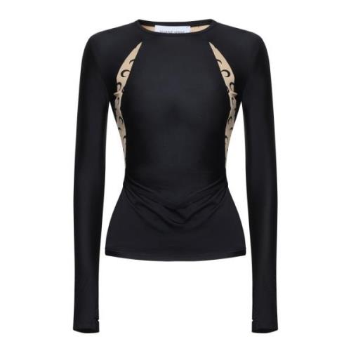 Zwarte Top met Stijl Marine Serre , Black , Dames