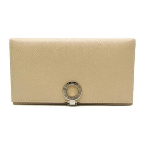 Pre-owned Leather wallets Bvlgari Vintage , Beige , Dames