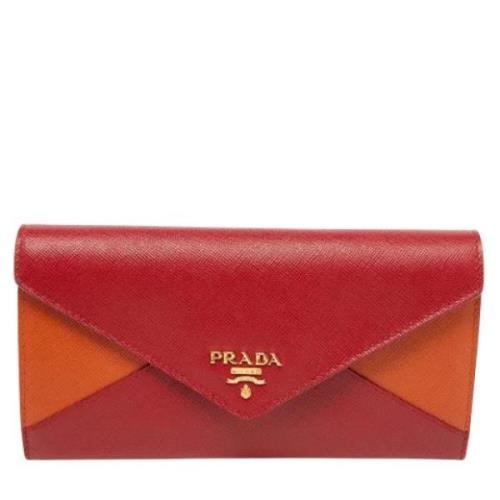 Pre-owned Leather wallets Prada Vintage , Red , Dames