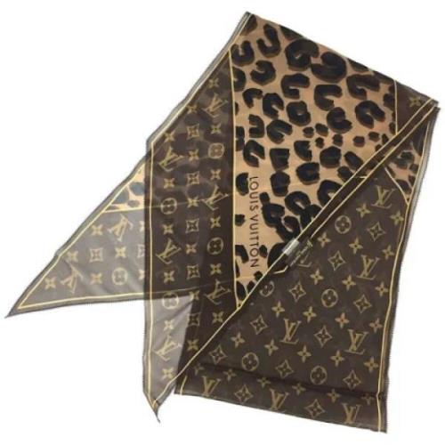 Pre-owned Silk scarves Louis Vuitton Vintage , Brown , Dames