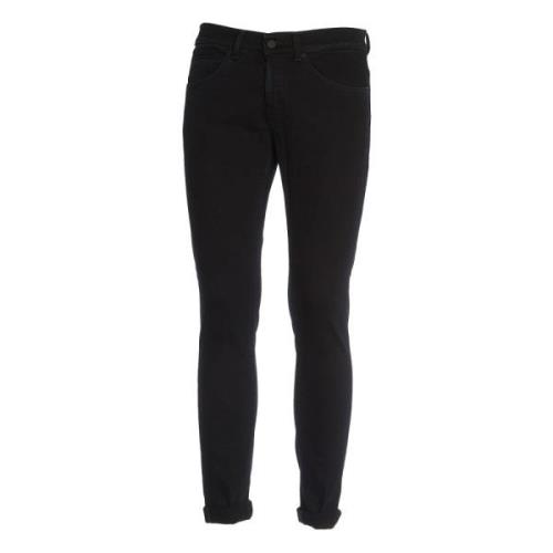 Zwarte Skinny Denim Stretch Jeans Dondup , Black , Heren