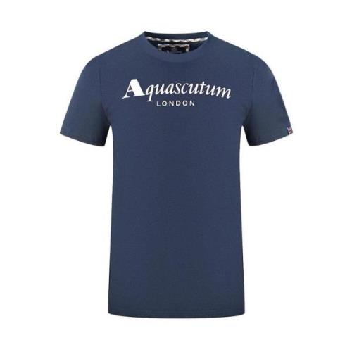 Heren Katoenen T-shirt met Logo Aquascutum , Blue , Heren