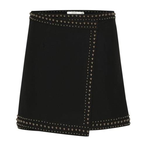 Asymmetrische Zwarte Rok met Studs Gestuz , Black , Dames