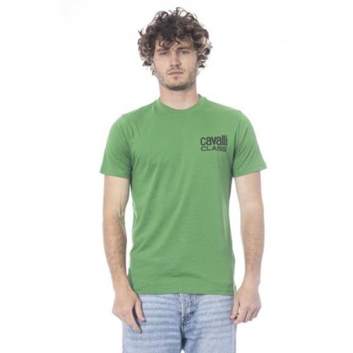 Effen T-shirt met Logoprint Cavalli Class , Green , Heren