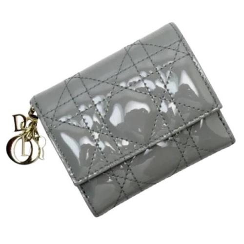 Pre-owned Leather wallets Dior Vintage , Gray , Dames