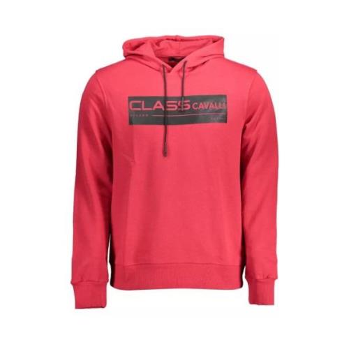 Luxe Katoenen Hoodie met Unieke Print Cavalli Class , Red , Heren