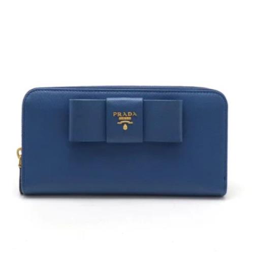 Pre-owned Leather wallets Prada Vintage , Blue , Dames