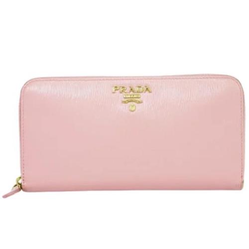 Pre-owned Leather wallets Prada Vintage , Pink , Dames