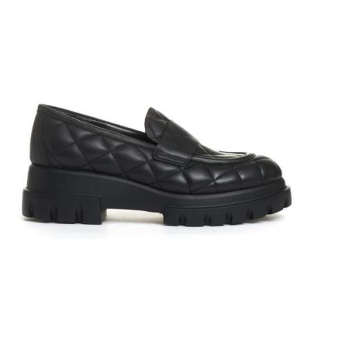 Zwarte Gewatteerde Loafers AGL , Black , Dames