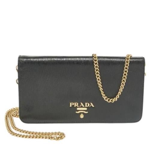 Pre-owned Leather wallets Prada Vintage , Black , Dames