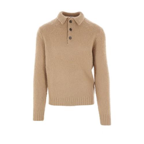 Kameelwol Polo Sweater Aspesi , Brown , Heren