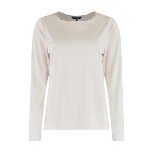 Geschulpte hals lange mouw top Bloomings , Beige , Dames