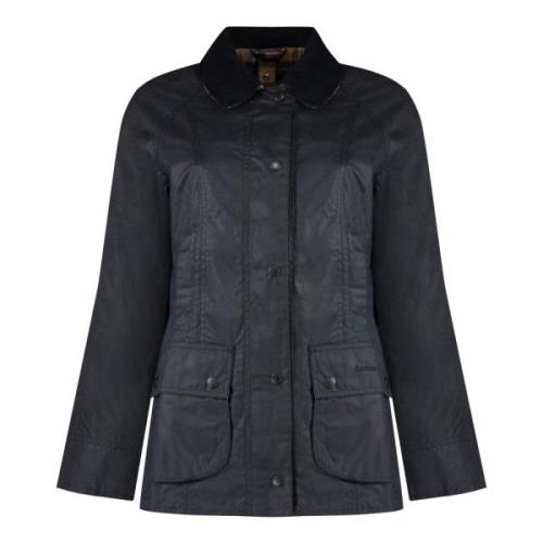 Gewaxte Katoenen Jas met Geruite Voering Barbour , Blue , Dames