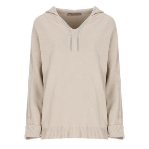 Beige Cashmere Blend Hoodie met Helder Details D.Exterior , Beige , Da...