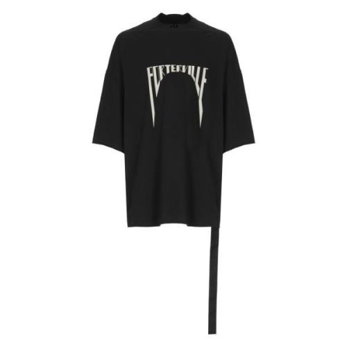 Zwarte Katoenen T-shirt met Print Rick Owens , Black , Heren