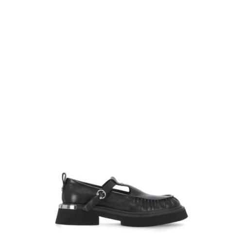 Zwarte leren loafers met gespsluiting Cult , Black , Dames