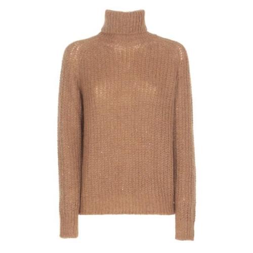 Bruine Alpaca Blend Hoge Hals Sweater Herno , Brown , Dames