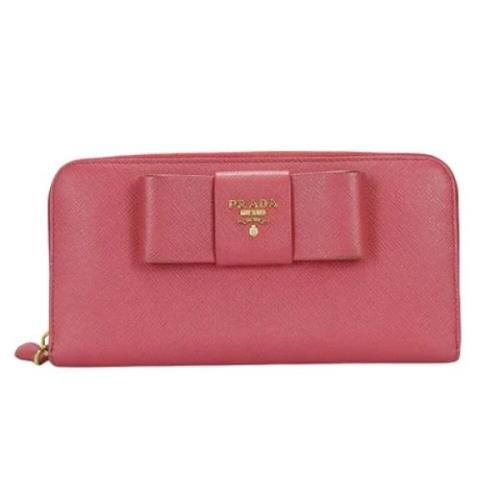 Pre-owned Leather wallets Prada Vintage , Pink , Dames