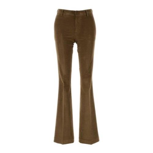 Fluwelen Stretchbroek in Biscuit PT Torino , Brown , Dames