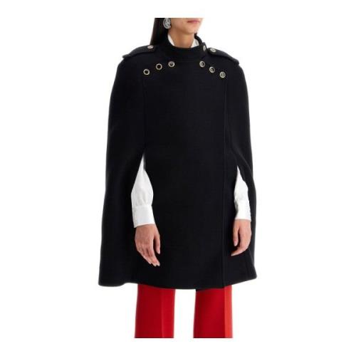 Wollen cape met juweelknopen Alessandra Rich , Black , Dames