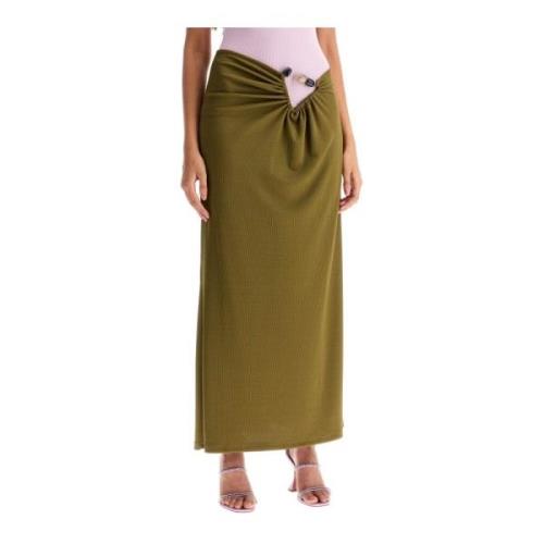 Steenversierde Geribbelde Lange Rok Christopher Esber , Green , Dames