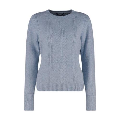 Cable Knit Crew Neck Pullover Bloomings , Blue , Dames