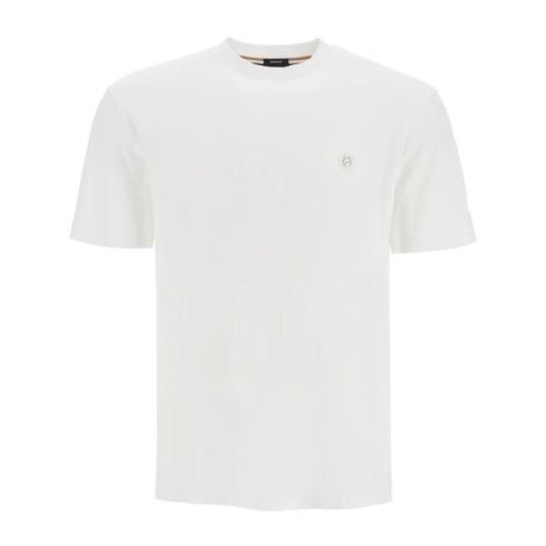 T-shirt met dubbel monogram patch Boss , White , Heren