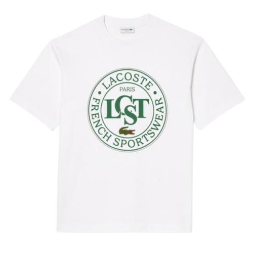 Gedrukte Jersey Tee met Krokodil Logo Lacoste , White , Heren