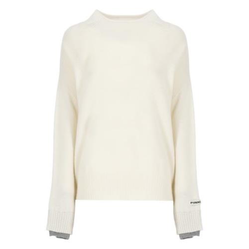 Ivoor Wol Kasjmier Ronde Hals Sweater Pinko , Beige , Dames