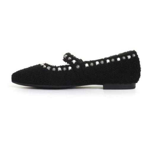 Ecofur Zwarte Balletflats ASH , Black , Dames