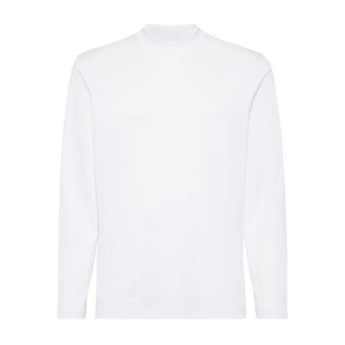 Witte Longsleeve Mock Neck Top Brunello Cucinelli , White , Heren