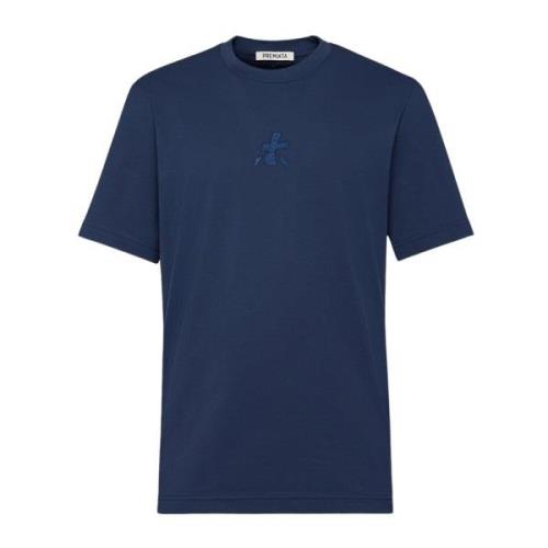 Katoenen T-shirt met korte mouwen en logo Premiata , Blue , Heren