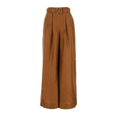 Zijden Illustratie Wijde Broek in Karamel Zimmermann , Brown , Dames