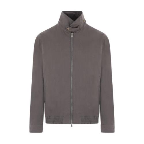 Grijze Katoenen Techno Bomberjas Brunello Cucinelli , Gray , Heren