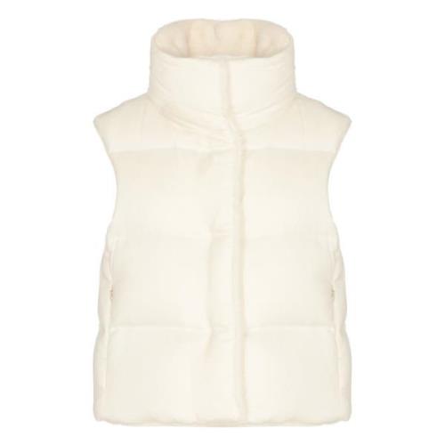 Gewatteerde zijden vest met nepbont Herno , Beige , Dames