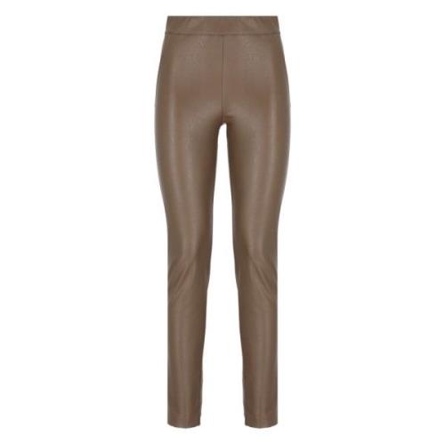 Bruine Synthetisch Leren Elastische Taille Broek D.Exterior , Brown , ...