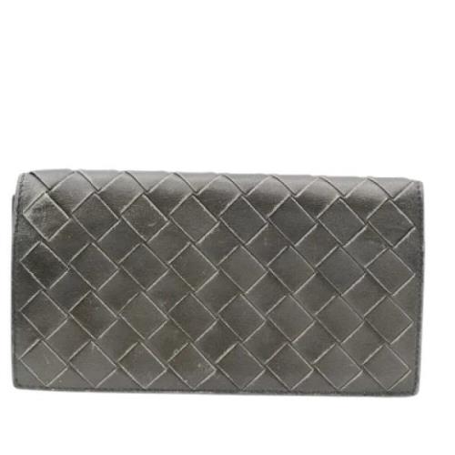 Pre-owned Leather wallets Bottega Veneta Vintage , Gray , Dames