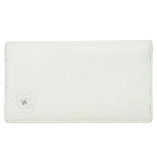 Pre-owned Leather wallets Chanel Vintage , White , Dames