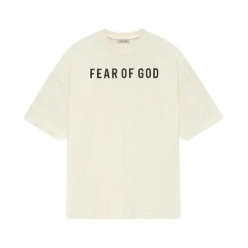 Logo Print Crème T-shirt Jersey Textuur Fear Of God , Beige , Heren