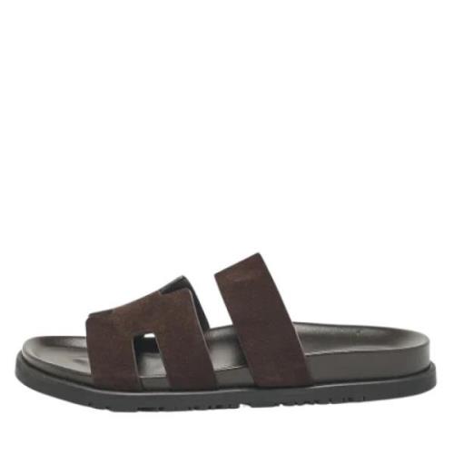 Pre-owned Suede sandals Hermès Vintage , Brown , Heren