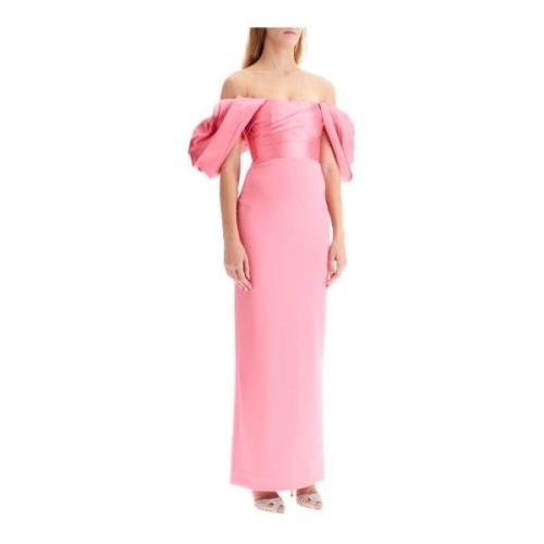 Elegante Sian Lange Jurk met Ballonmouwen Solace London , Pink , Dames