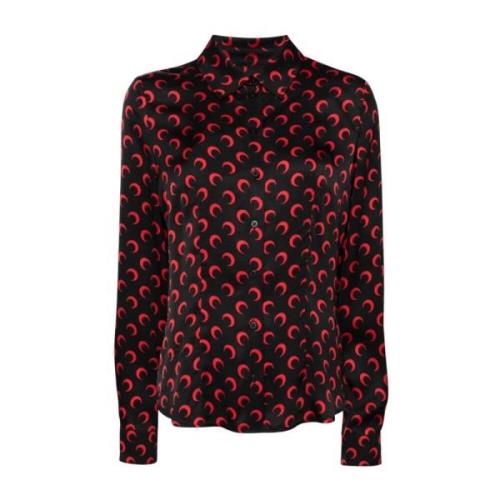 Zwarte Shirt met Unieke Stijl Marine Serre , Black , Dames