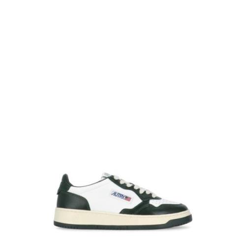 Witte Leren Sneakers met Loged Details Autry , White , Heren