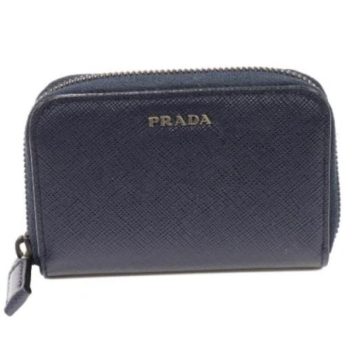 Pre-owned Leather wallets Prada Vintage , Blue , Dames